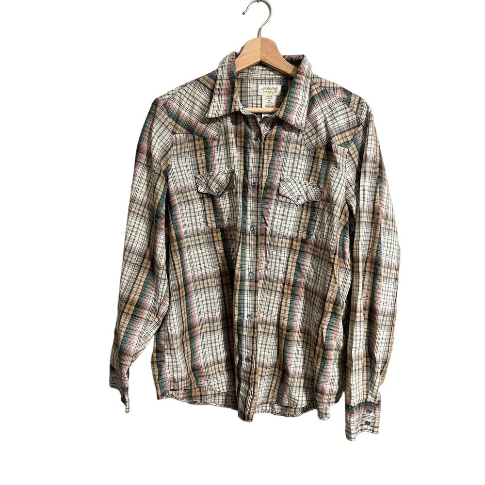 Wrangler Pearl Snap Plaid Top XL
